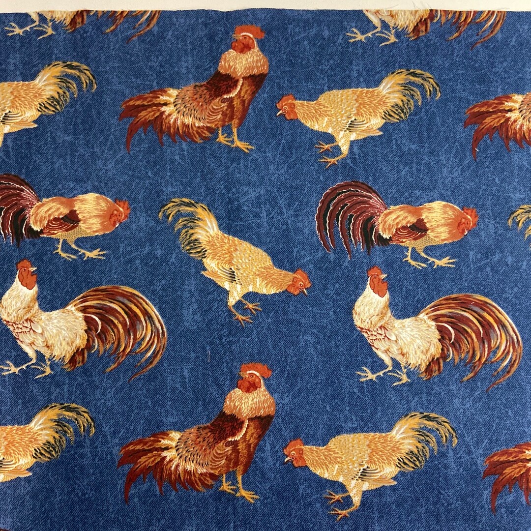 Rooster Chicken Fabric Kingsway Rise and Shine Rooster Cotton Etsy