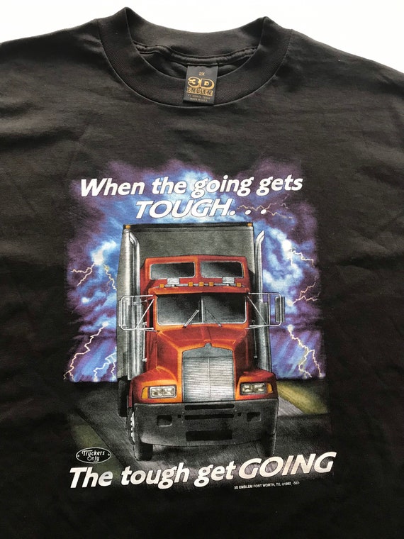 Vintage 1990s Truckers Only 3D Emblem T Shirt Bla… - image 3
