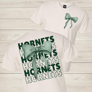 Green Coquette Bow Hornets PNG: School Spirit Sublimation Design (Digital Download)