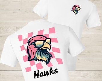 Retro Hawks Mascot PNG: Sunglasses Clipart, Pink Checkered Design