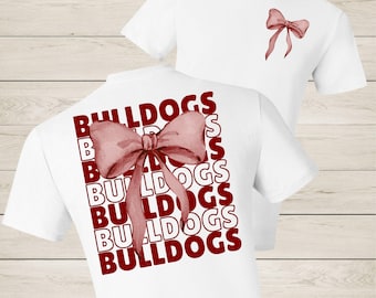 Maroon Coquette Bow Bulldogs PNG: School Spirit Sublimation Design (Digital Download