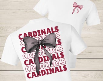 Coquette Bow Cardinals PNG: School Spirit Sublimation Design (Digital Download
