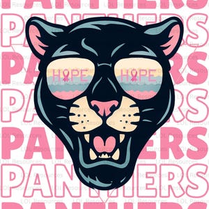 Pink Out Panthers Mascot PNG: Breast Cancer Awareness Clipart (Digital Download)