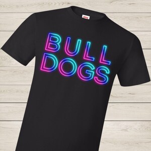 Neon Bulldogs PNG: Retro Mascot Design for Sublimation (Digital Download)