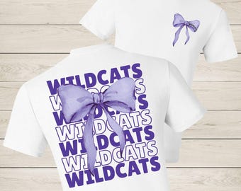Purple Coquette Bow Wildcats PNG: School Spirit Sublimation Design (Digital Download