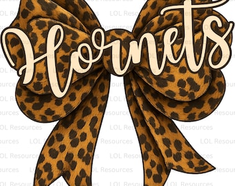 Hornets Cheetah Print Coquette Bow: School Spirit PNG (Digital Download)