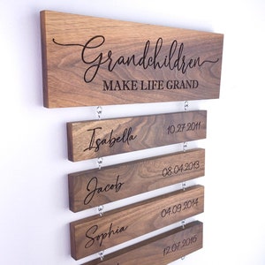 Personalized Sign for Grandparents, Grandchildren Name Sign, Engraved Grandkids Sentimental Gift, Grandma Grandpa Gift, Christmas Gift