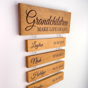 Personalized Grandparent Sign, Grandchildren Birthday Sign, Christmas Gift for Grandparents, Grandkids Make Life Grand, Grandpa Grandma Gift
