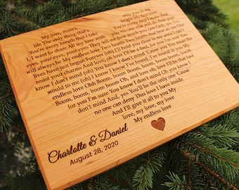 Engraved Wedding Song - Your Wedding Lyrics Engraved, Anniversary Gift, Wedding Gift, Newlywed Gift, Couples Gift