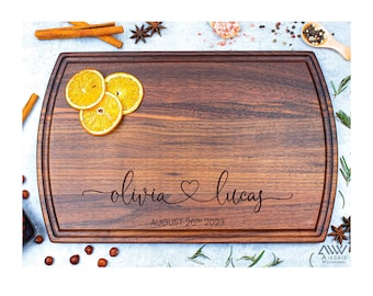 Personalized Cutting Board Wedding Gift Custom Engraved Gift for Couple Wood Anniversary Gift Charcuterie Board Engagement Gift Cheese Board