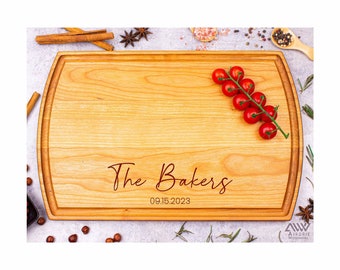 Personalized Chopping Board, Custom Wedding Gift, Wood Anniversary Gift, Gift for Couples, Housewarming Gift, Engraved Kitchen Decor