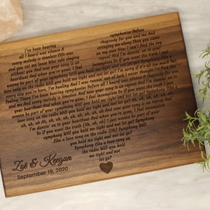 Wedding Song Lyrics Engraved, Wooden Anniversary Gift, First Dance Lyrics, 5th Anniversary, Wood Anniversary, Wedding Gift, Christmas Gift image 2