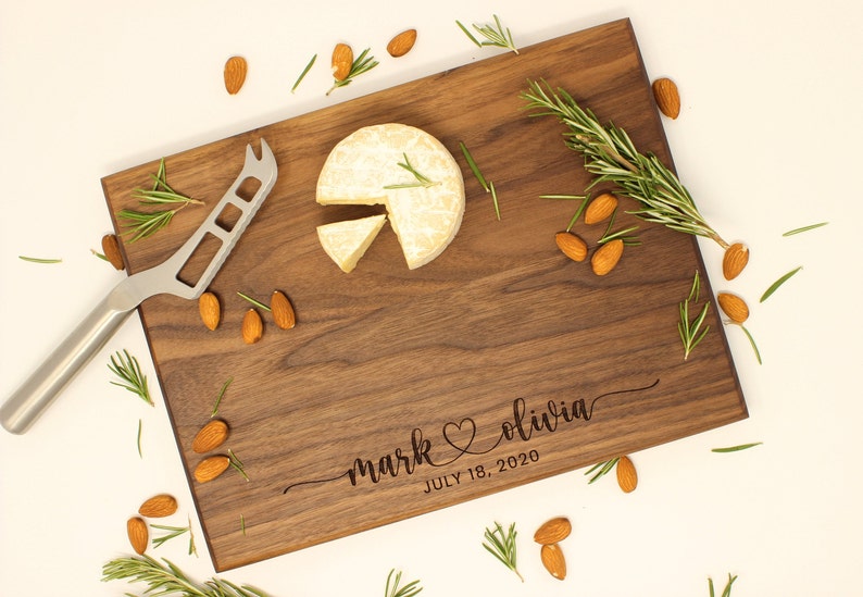 Personalized Cheese Board, Christmas Gift, Housewarming, Charcuterie Board, Engagement Gift for Couple, Christmas Gift, Wedding image 1