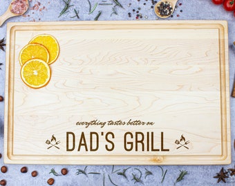 Personalized Father’s Day Cutting Board Gift For Dad Engraved Cutting Board Barbecue BBQ Gift For Grandpa Gift For Father Grandfather Chef