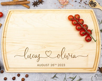 Custom Cutting Board Wedding Gift Personalized Charcuterie Board Gift For Couples Wood Anniversary Gift Cheese Board Engraved