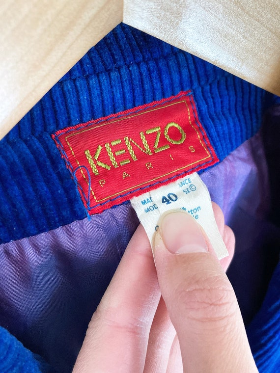 Vintage Kenzo Corduroy Cotton Blue Cropped Jacket - image 5