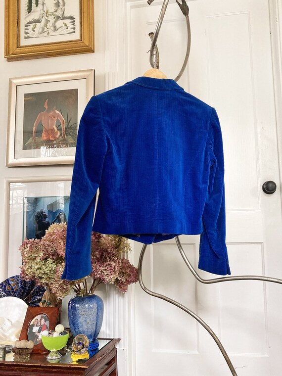Vintage Kenzo Corduroy Cotton Blue Cropped Jacket - image 7