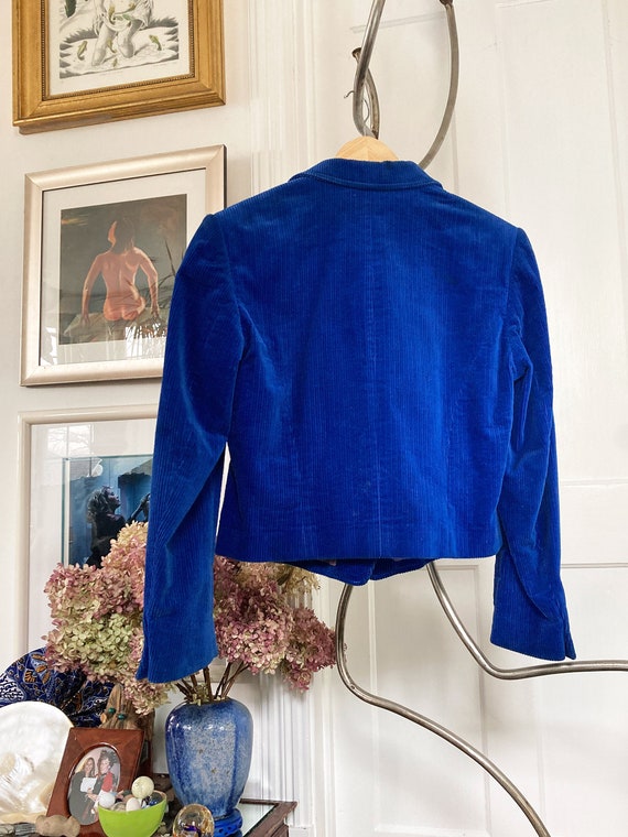 Vintage Kenzo Corduroy Cotton Blue Cropped Jacket - image 8