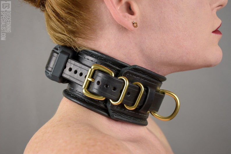 Obedience BDSM Collar Wide Remote Control Premium Leather image 1