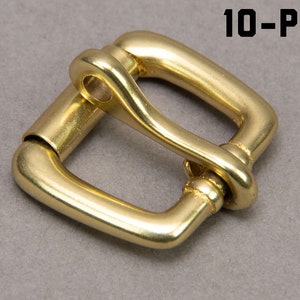 Premium Locking Roller Buckle .75inch Heel Style Solid Brass 10 Pack
