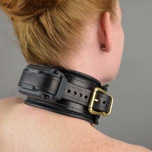 Obedience BDSM Collar Wide Remote Control Premium Leather image 3