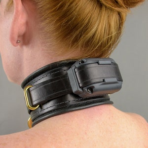 Obedience BDSM Collar Wide Remote Control Premium Leather image 2