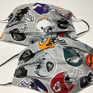 Set of 2 Cotton Face Masks-football team helmets sports comfortable
