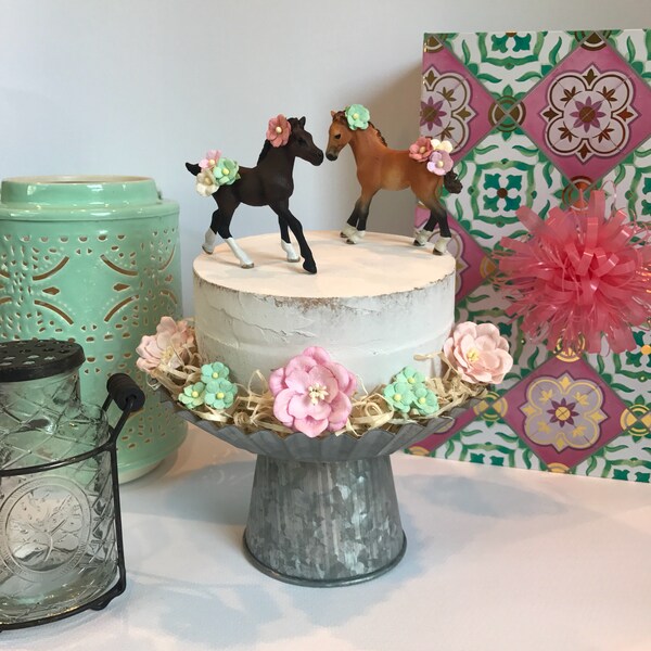 Pony Cake Topper Horse Party Décorations Spirit Inspired Girl Birthday Pony Party Brown Poneys Chevaux Riding Party vintage Pony Party
