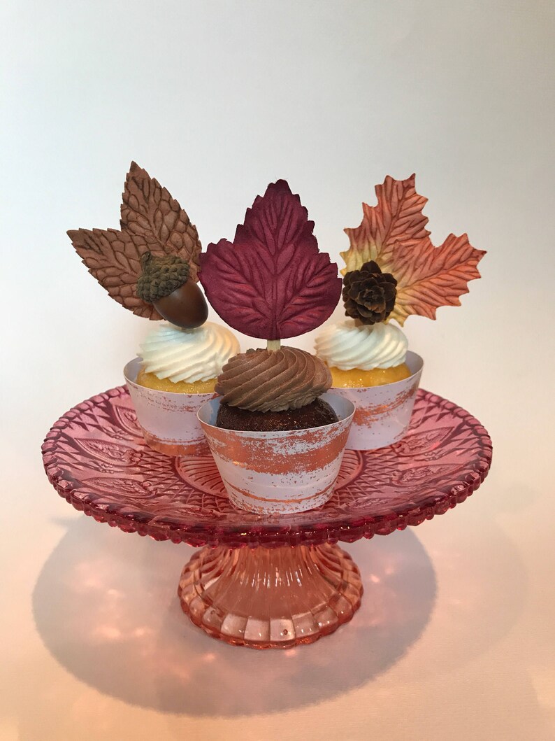 Fall Leaves Cupcake Toppers Rustic Wedding Fall Party Etsy