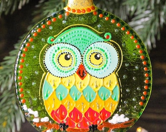 Raz Imports 手作りガラス「フクロウのオーナメント」ガラス 箱なし