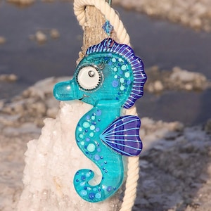 Sea Horse Sea Life Art Painted Glass Collection Home Wall Hanging Transparent Glass