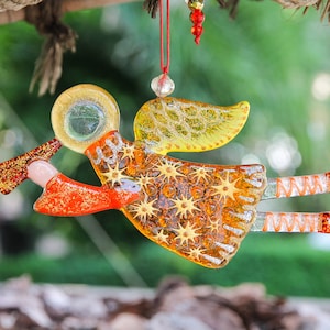 Glass Angel Painted Suncatcher; First Christmas gift; Colorful Wall Decor; Handmade Guardian Angel Art