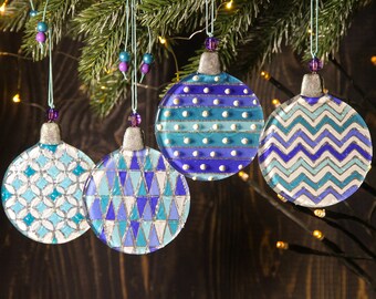 Paper Christmas decorations large red white and green hanging geometric curves