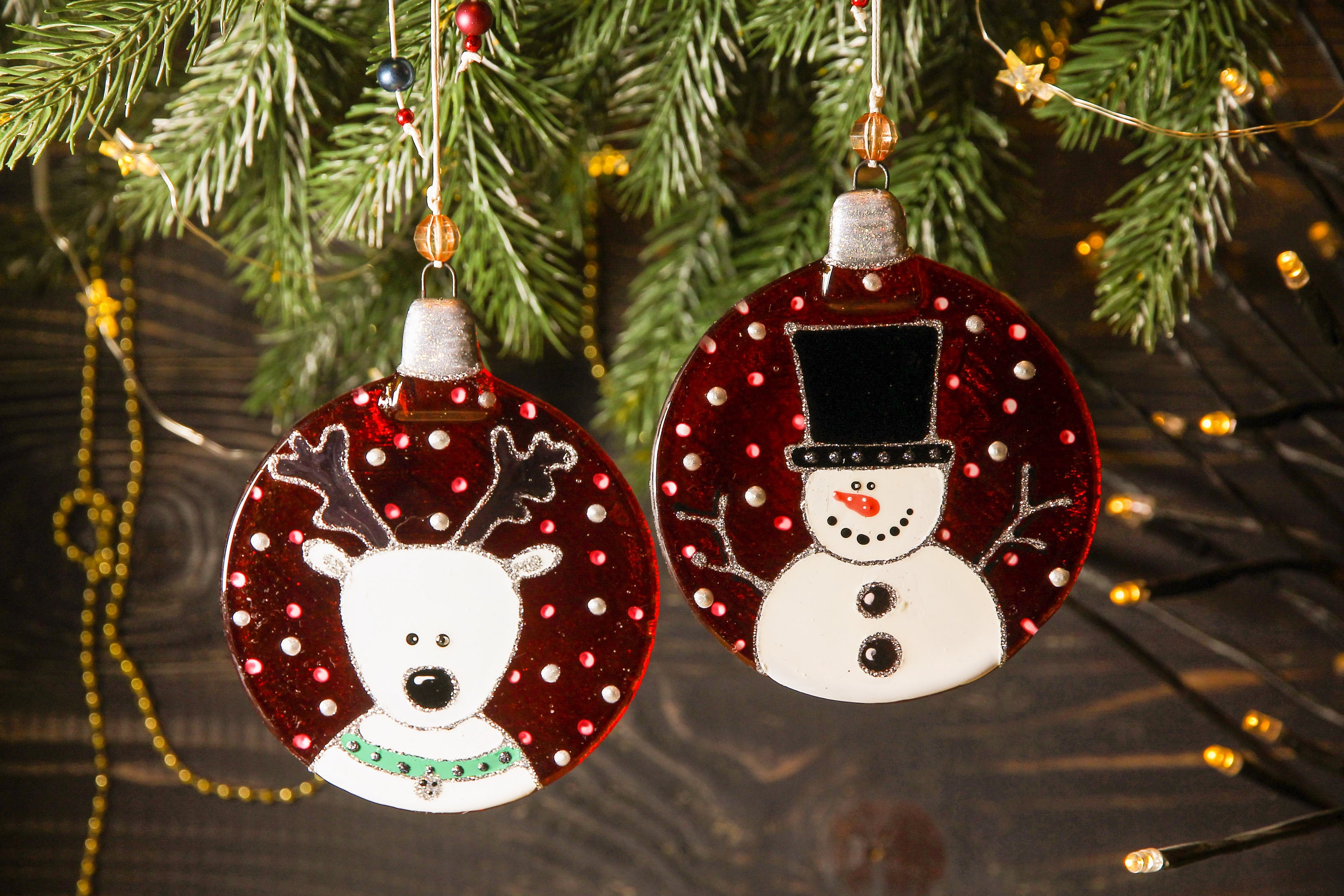 Funny Christmas Balls Colorful Christmas Decorations Fused Etsy