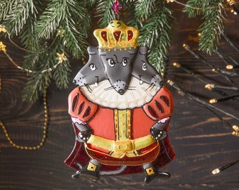 Maus König Fusing Glas Wand Panel, Vintage Design Weihnachten Ornament Bunte Kunst Glas, Nussknacker Geschichte