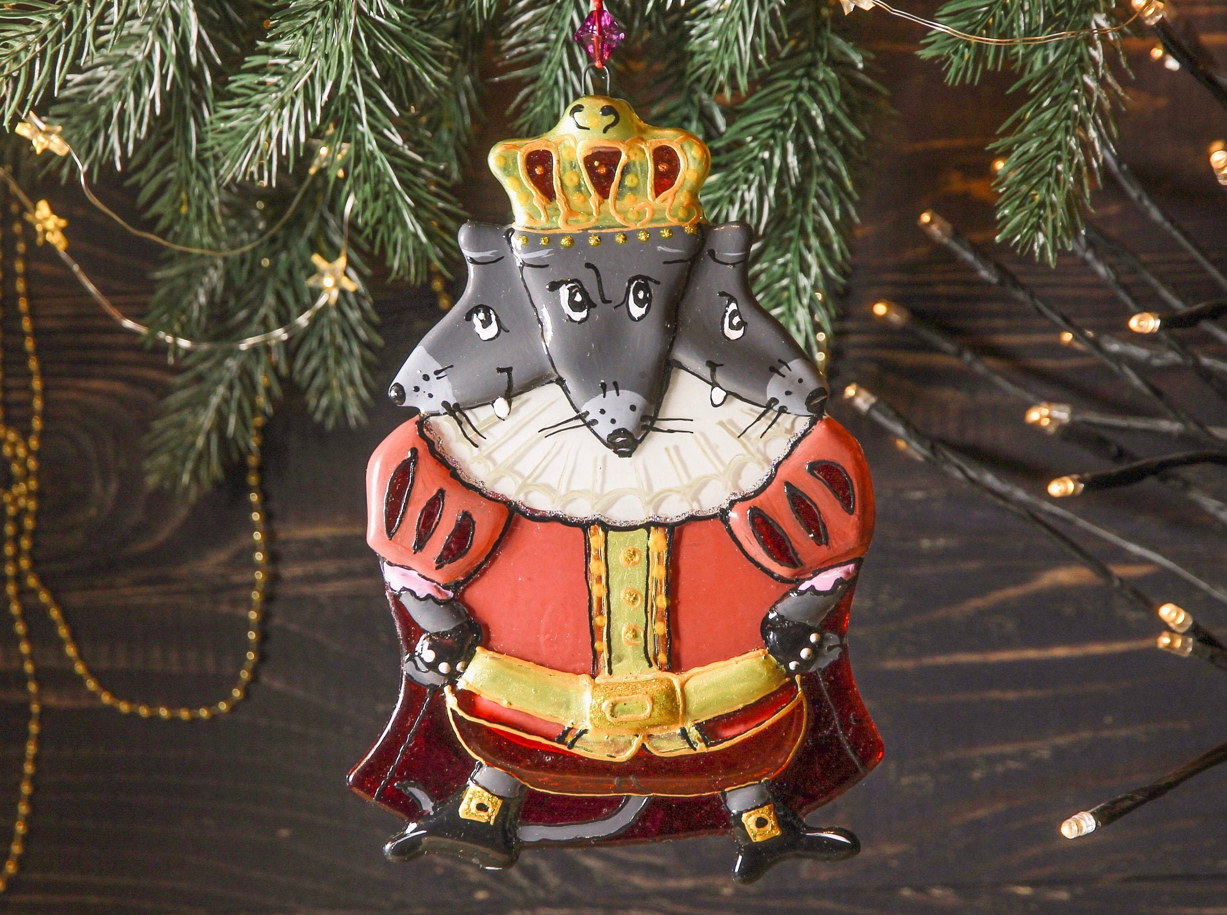 Maus König Fusing Glas Wand Panel, Vintage Design Weihnachten Ornament Bunte Kunst Glas, Nussknacker Geschichte