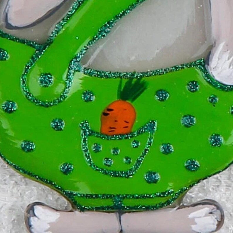 Funny Bunny Glass Christmas Ornament, Colorful Hand Painted Art, Gift