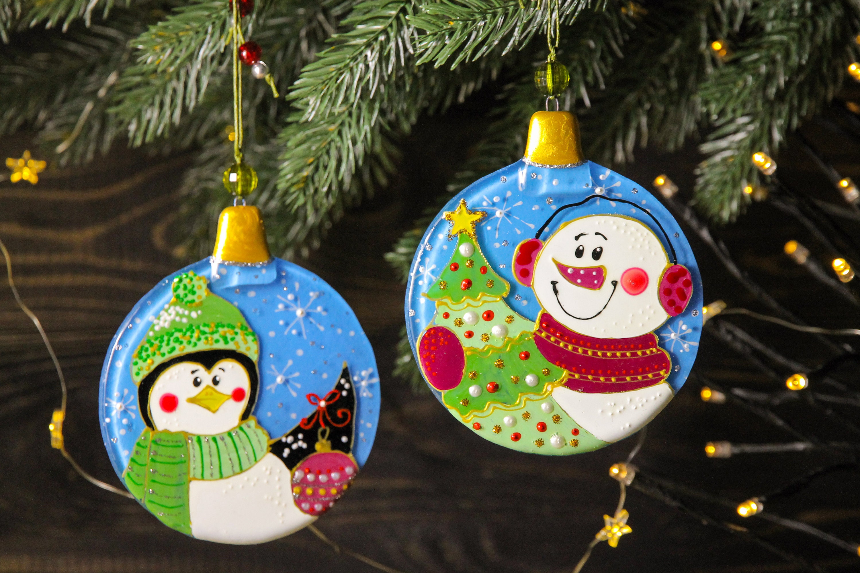 Funny Christmas Balls Colorful Christmas Decorations Fused Etsy
