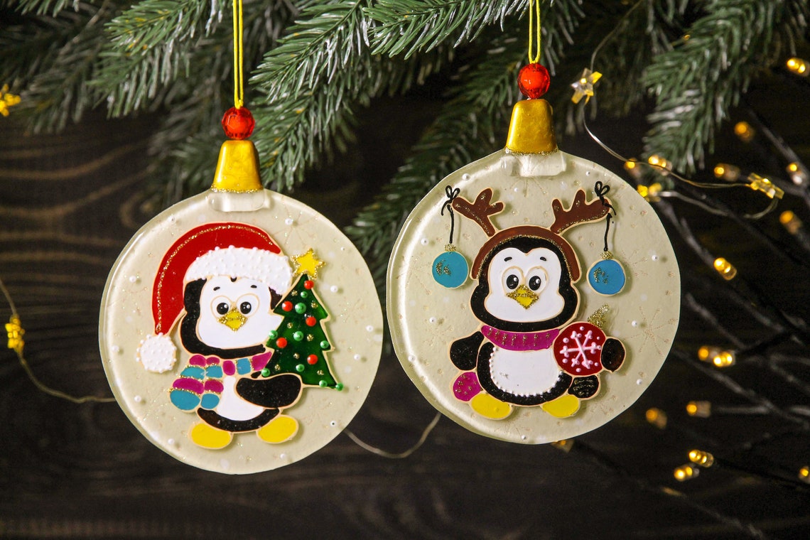 Funny Christmas Balls Colorful Christmas Decorations Fused Etsy