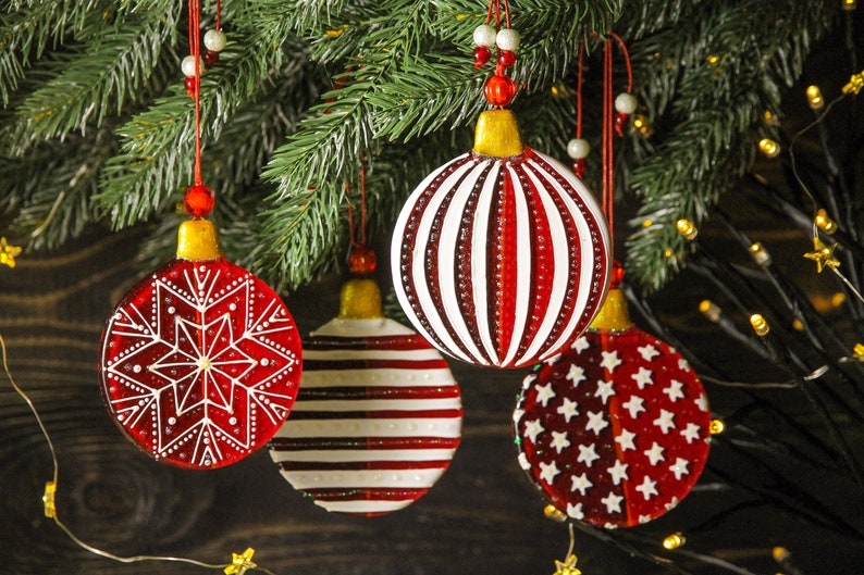 Christmas Ball Modern Christmastree Christmas Decoration Colorful Home Decor Hand Painting Christmas Ornaments Geometric Art Glass Christmas Trees Home Living Vadel Com