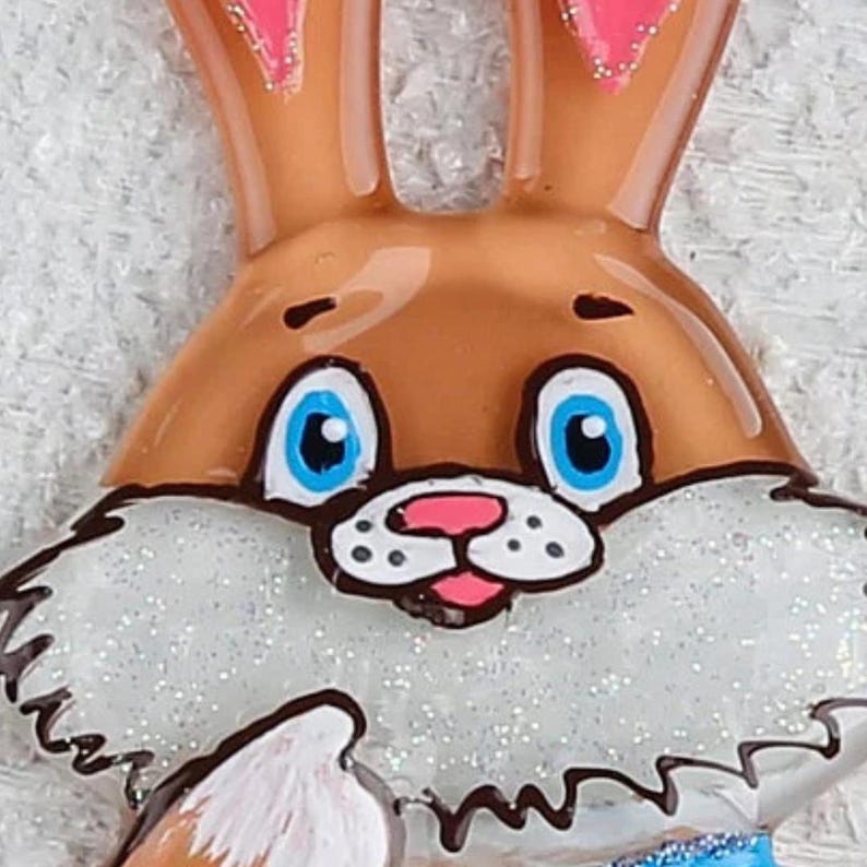 Funny Bunny Glass Christmas Ornament, Colorful Hand Painted Art, Gift