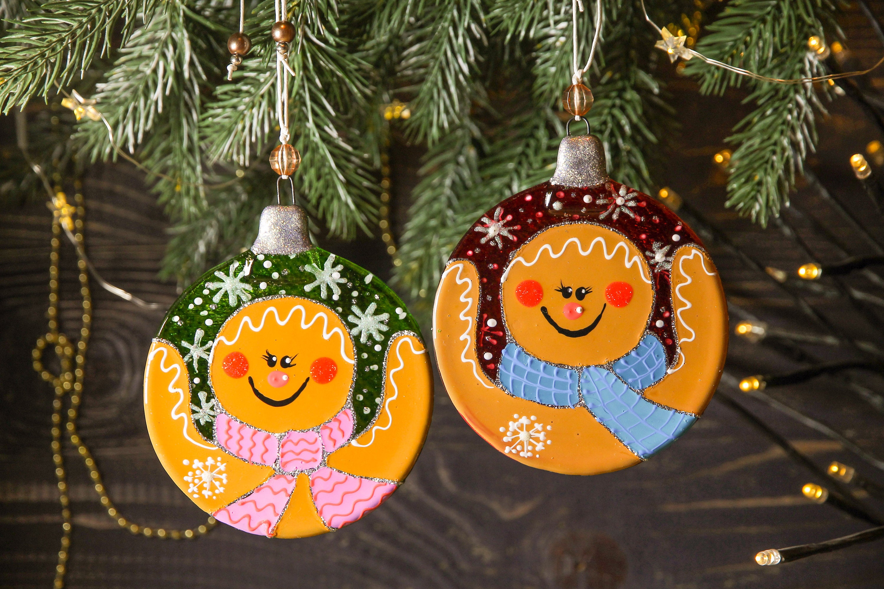 Funny Christmas Balls Colorful Christmas Decorations Fused Etsy