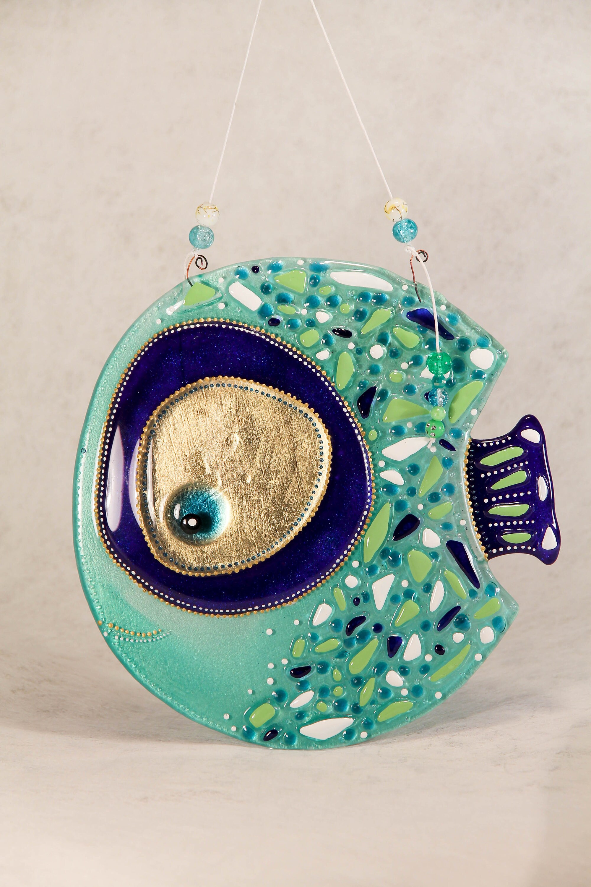 Fused Glass Lunar Fish Solar Fish Wall Hangings Wall Art Etsy