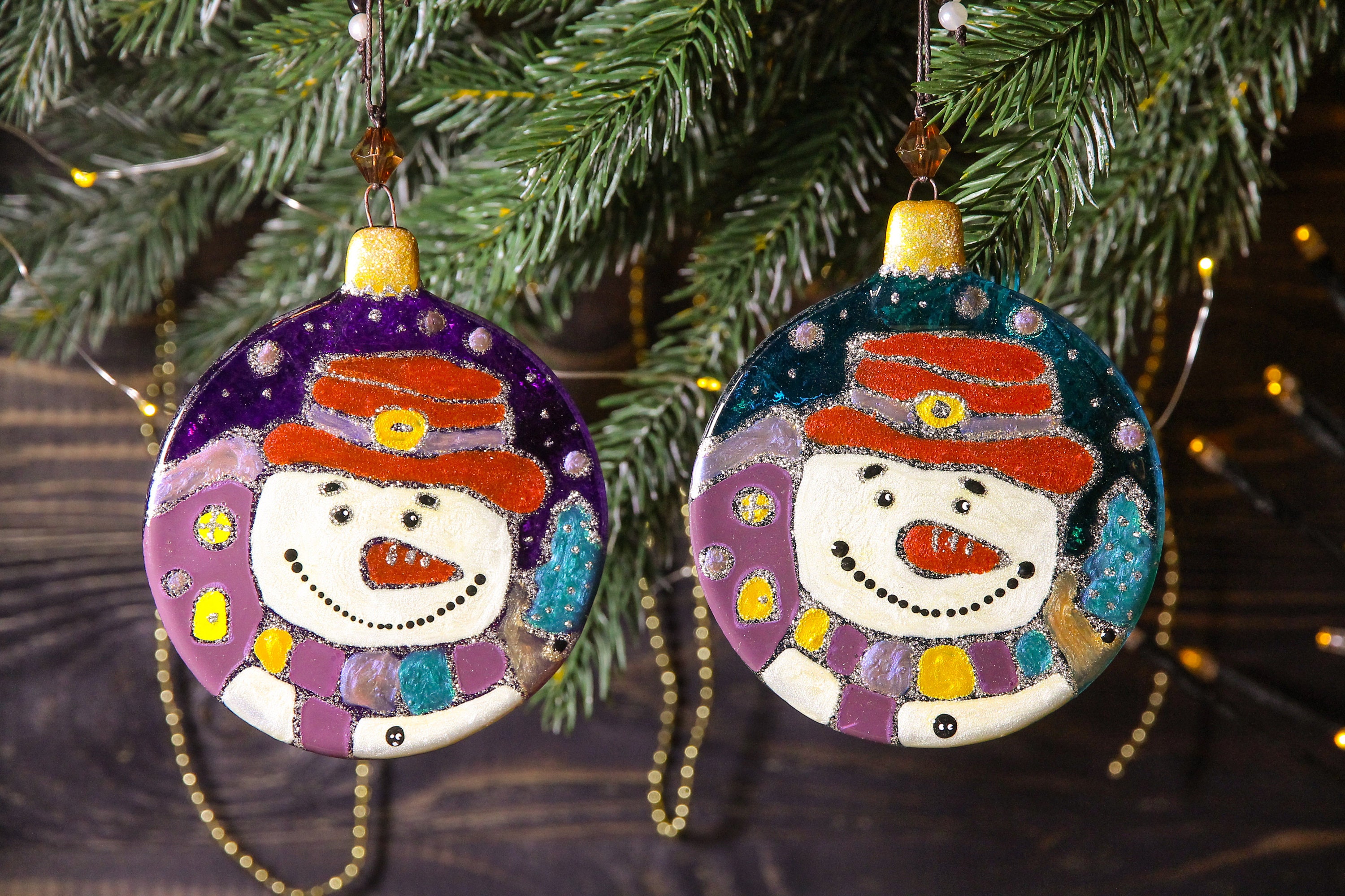 Funny Christmas Balls Colorful Christmas Decorations Fused Etsy