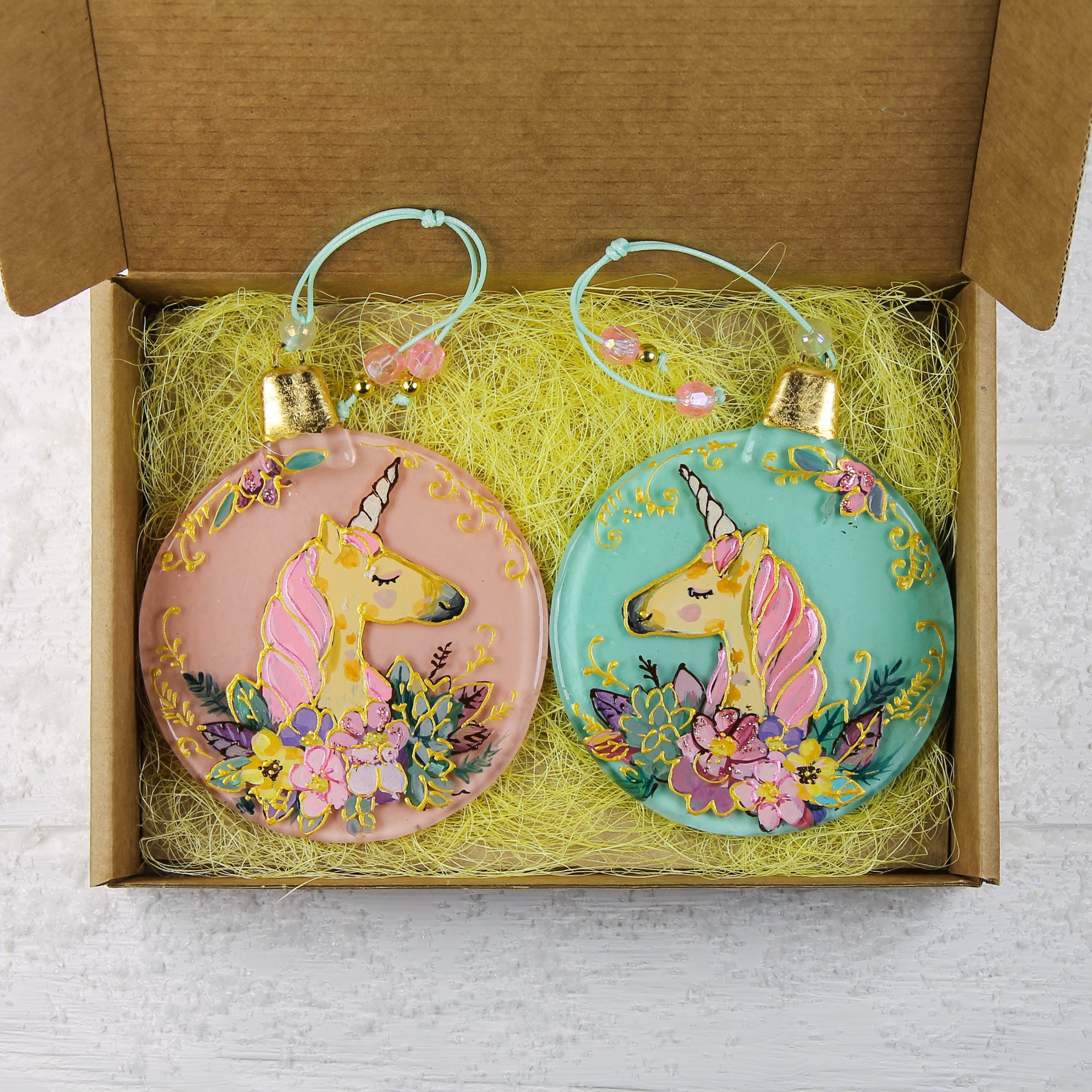 Unicorn Christmas Ornament Cute Fused Glass Christmas Etsy