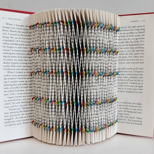 Book Sculpture, Altered Book, Book Art, Book Page Art,  Book Theme Gift, Recycled Books, Librarian Gift, Teacher Gift, Folded Book Art