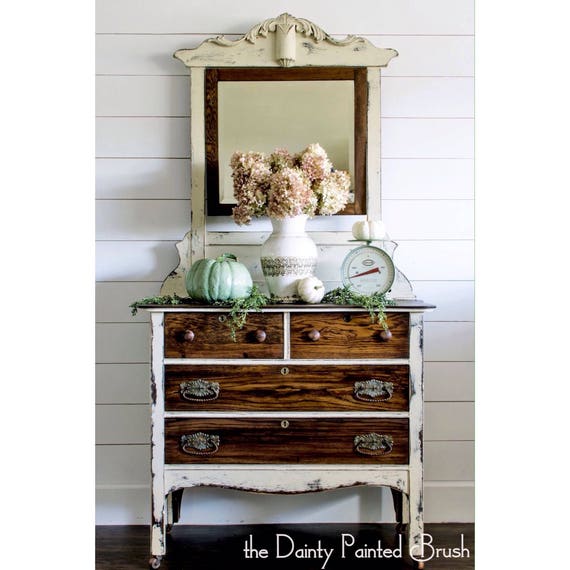 Sold Example Farmhouse Cream Dresser And Mirror Farmhouse Etsy