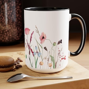 Canecas de café bicolor Wildflowers, 15 oz
