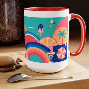 Caneca Olá Verão Canecas de Café Bicolor, 15oz