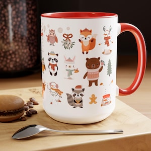 Presente de Papai Noel para ela ou ele: Canecas de café de dois tons de Natal, 15 oz